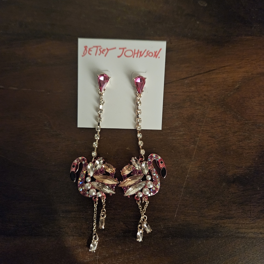 Betsey Johnson Multicolor Flamingo Earrings